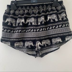 Boho elephant patterned shorts